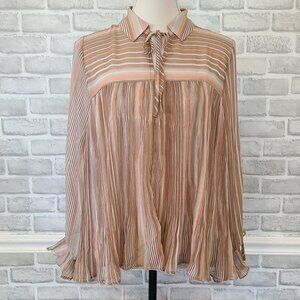 Agnes & Dora Pleated Bell Sleeve Blouse Top NEW M Retro Style Cottage Feminine